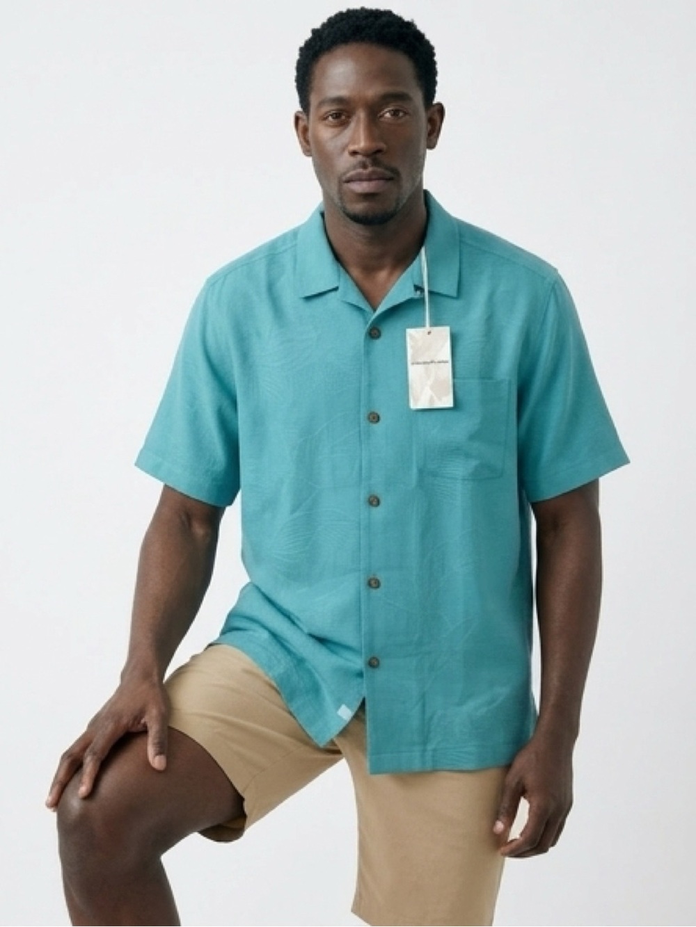 NWT Tommy Bahama Teal Short-Sleeve Camp Shirt Retail $168